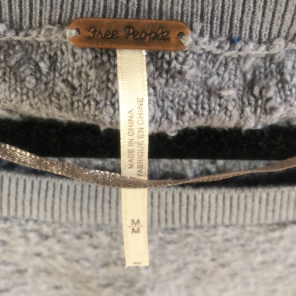 Free People puff sleeve oversized sweater.  Grey. - Picture 2 of 4